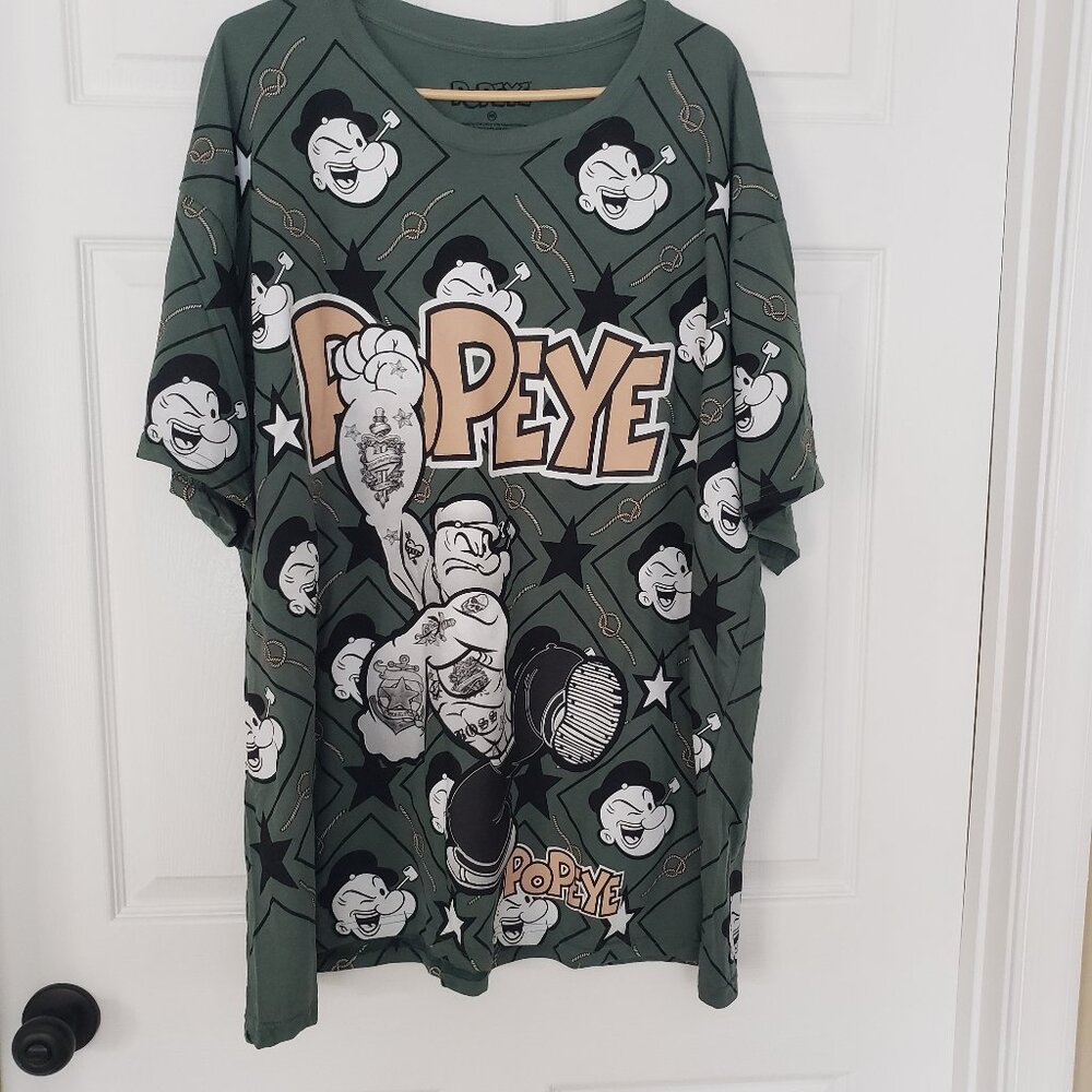 Popeye Men's Short Sleeve Tee Shirt Green‎ Size 4XL New without Tag